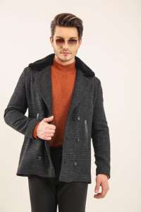 Manteau Parka d'hiver pour hommes en cuir de mouton véritable de qualité supérieure rembourrage en coton respirant col en V impression de logo personnalisée - Product Image 4