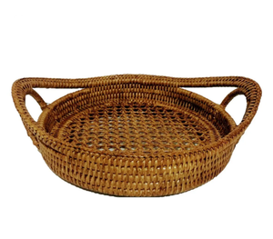 Bandeja Redonda de Ratán Tejida a Mano con Asas, Bandeja Decorativa y para Servir de Mimbre Natural para Vajilla de Cocina, OEM, ODM, Venta al por Mayor - Product Image 3