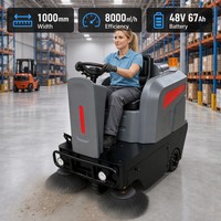 Penyapu Lantai Elektrik 60L Hopper 8000 ㎡ Mesin Pembersih Jalan Industri Baterai 48V untuk Gudang, Pabrik, dan Tempat Parkir