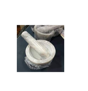 Ensemble de mortier et de pilon en marbre naturel, pièce de conception et produit Offre Spéciale - Product Image 1