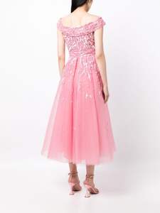 Aline-Robe de soirée de luxe de haute qualité, sans manches, broderie de paillettes, motif floral, forme longue du corps, antistatique - Product Image 2