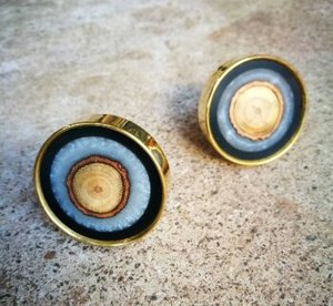 Perillas y Tiradores de Madera y Resina para Cajones y Puertas de Armarios, Perilla de Madera con Campana de Cristal, Perillas de Madera y Piedra y Latón - Product Image 2