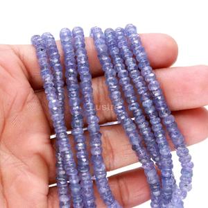Lustre LD Modèle 100% Naturel Tanzanite Facettes Rondelle Perles Dainty Bleu Superbe Qualité Tiers Certifié pour Personnalisé - Product Image 1