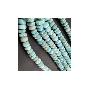 Cuentas de piedra Rondelle lisas de Larimar azul dominicano Natural de 14 pulgadas de calidad AAA de 6-9mm para la fabricación de joyas - Product Image 6