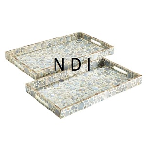 ถาดไม้ตกแต่งทำมือ คุณภาพเยี่ยม สำหรับใส่อาหารบนโต๊ะอาหาร ใช้ในบ้าน ครัว ร้านอาหาร บริการจัดเลี้ยง ใช้เสิร์ฟชา ขนม - Product Image 1