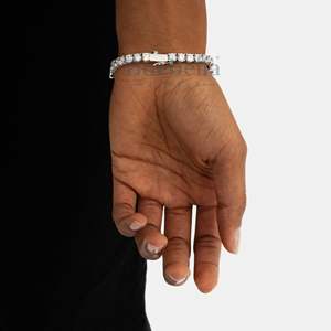 Hip Hop Fine Jewelry Chain 12mm 14k White Gold Plated 925 <b>Silver</b> Tennis <b>Bracelet</b> for Women Green Moissanite <b>Bracelets</b> <b>Bangles</b> - Product Image 2
