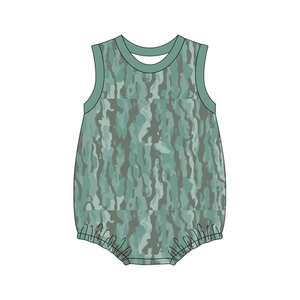 Đặt hàng trước bộ liền thân mùa hè cho bé trai sơ sinh, thiết kế OEM tùy chỉnh, họa tiết lá cây và vịt, không tay, mềm mại, co giãn, kiểu dáng thời trang, có khuy bấm. - Product Image 5