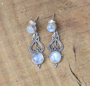 Boucles d'oreilles pendantes en pierre de lune de feu bleu 925 bijoux à la mode en argent Sterling massif avec cadeau de fête plaqué or pour les femmes amoureux - Product Image 2