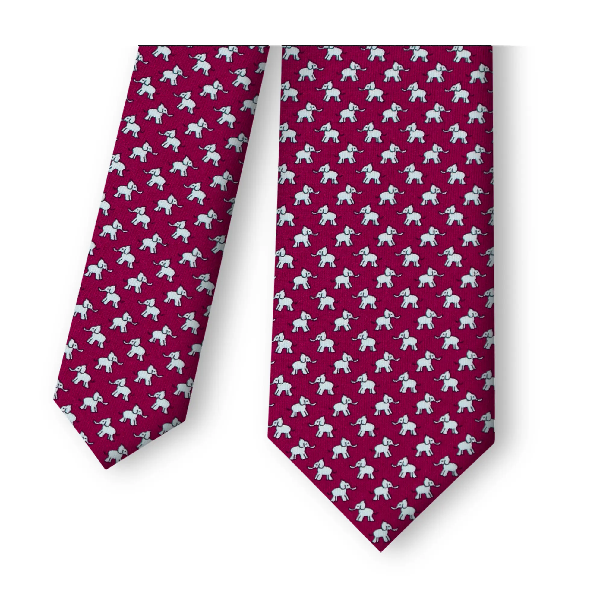 Good Supplier Silk Tie Elephant Bordeaux And White Customizable Man Accessories Ready To Wear For Birthday Dinner