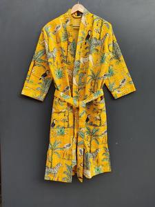 Kantha <b>Kimono</b> <b>Jacket</b> Pure Cotton Quilted Coat With Handmade Kantha Embroidery XL Winter Wear Robe - Product Image 6