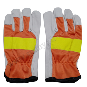 Ensemble de paume en cuir de chèvre véritable Gants de travail de sécurité Gants de mécanicien en cuir d'aile Pouce arrière - Product Image 1