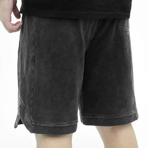 Pantalones cortos transpirables lavados con ácido para hombre, pantalones cortos de cintura con cordón de peso pesado de último diseño para hombre - Product Image 2