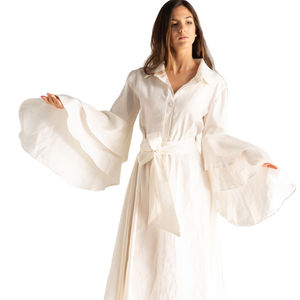 Vestido Kimono de manga larga con volantes y cuello en V - Product Image 1
