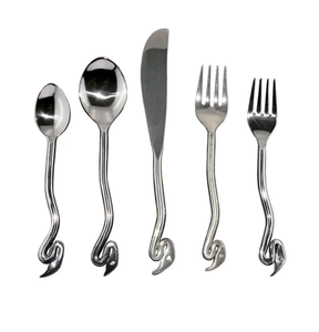 Ensemble de couverts en acier inoxydable avec design en métal noir ensemble de couverts de luxe en acier miroir vaisselle décor de mariage inde - Product Image 5