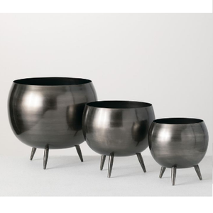 Argent fini moderne grand grand métal planteur 2024 tendance intérieur extérieur maison décorative jardin plante Pots de fleurs et jardinières - Product Image 4