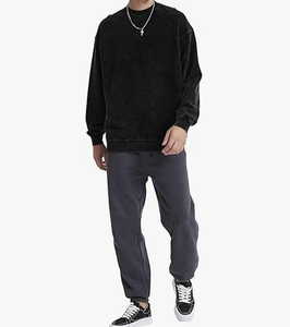 Sudadera con Capucha Estilo Vintage para Hombre, Corte Regular, Lavado Ácido, Diseño Sólido, Ropa Urbana de Invierno, 100% Algodón, Secado Rápido - Product Image 3