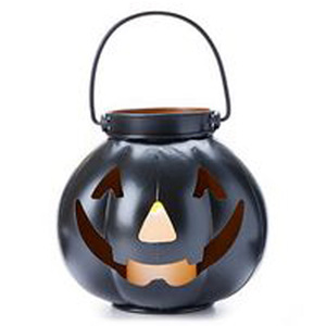 Vente en gros de lanterne ronde décorative en fer, lanterne de pilier de cimetière noir, dessus de table, décoration d'Halloween, artisanat en vrac - Product Image 2