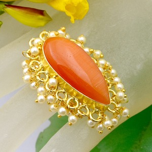 Large Size Natural Monalisa Gemstone Ring New Fashion Gold Plated Freshwater <b>Pearl</b> <b>Jewelry</b> for Women Great Quality Party - Product Image 1