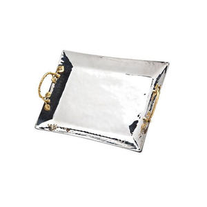 ถาดเสิร์ฟโลหะรูปทรงสี่เหลี่ยมพร้อมที่จับเครื่องครัวปรับแต่งได้ - Product Image 1