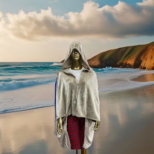 Manta con capucha de Sherpa de franela de poliéster de microfibra Manta suave y multiusos Vestido personalizado Hecho EN LA India - Product Image 2