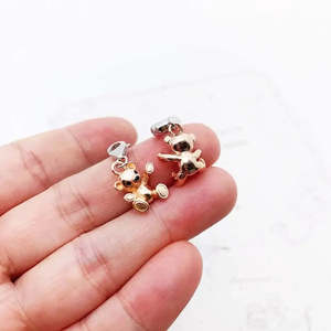 Charm Pendant <b>Teddy</b> <b>Bear</b> in <b>Rose</b> Gold Christian Religious Jewelry with Diamond Pearl and Metal Gift - Product Image 3