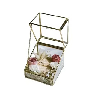 Boîte à bijoux élégante et durable avec 2 sections en verre transparent, bords en laiton, verre antique transparent, conçue pour ranger les bijoux - Product Image 4