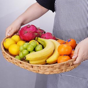 Bandeja de Servir Flexible de Mimbre con Asas, Bandeja Decorativa para Otomanas, para Herramientas, 50x50x40CM - Product Image 1