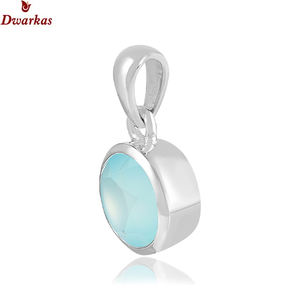 Pendentif en chalcédoine aqua de haute qualité en argent sterling 925, fabrication en gros, stock disponible, prix bas - Product Image 2