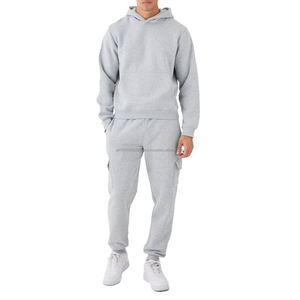 Survêtement gris clair personnalisé fabriqué en usine, vente en gros, survêtement lourd avec poche latérale pour hommes - Product Image 4