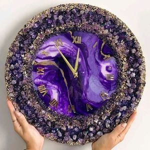 Horloges murales en résine époxy moderne faites à la main de qualité supérieure ARTISTIC, espaces exquis, décoration intérieure unique, cadeau, salon, cuisine, numérique LED - Product Image 1