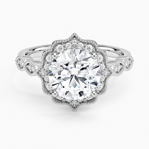 Classique 10K Or Laboratoire Cultivé Halo Anneau Brillant Centre Pierre Prong Réglage Bande À La Mode De Mariage Anniversaire Propositions Tenue De Fête - Product Image 4