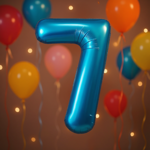 Palloncini Numero Party Love Blu N7 45cm Confezione da 12 Pezzi - Product Image 3