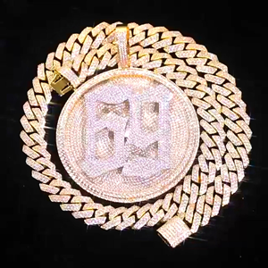 Iced Out Silver Hip Hop Round Cut Diamond Pendant Moissanite Diamond Alta calidad Personalizar 925 Sterling Silver - Product Image 1