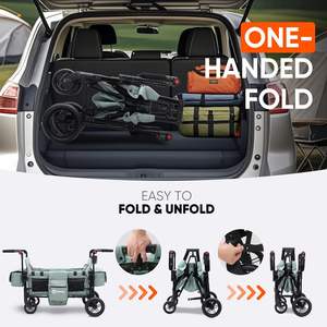 Nueva oferta: 4 plazas Wagon Stroller 2025 Premium plegable con dosel manijas ajustables organizador de asiento alto negro púrpura - Product Image 4