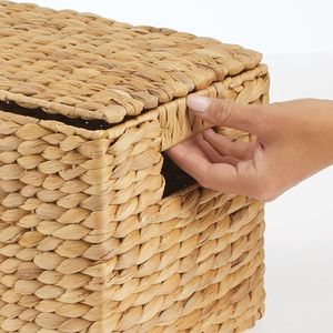 Boîte de rangement en jacinthe d'eau tissée à la main avec couvercle pour organisateur de maison Lotus bleu Vietnam - Product Image 2