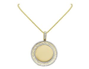 Circle Stylish Sterling Silver Custom Semi Iced Moissanite Diamond Charm Pendant Rhodium Plating VVS1-VVS2 Clarity Unisex for - Product Image 3