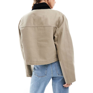 เสื้อโค้ทกันฝนแบบลำลองแขนยาวกระดุมสองแถวของผู้หญิง3สีทึบคอปกหยัก - Product Image 3