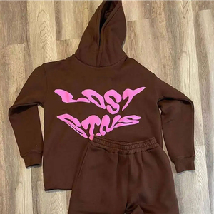 Conjunto Deportivo Extra Grande 100% Algodón, Sudadera con Capucha y Estampado Puff, Chándal de Dos Piezas, Alta Calidad, para Gimnasio, Entrenamiento, Invierno, Felpa - Product Image 3