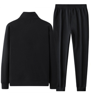 Survêtement de sport noir en tricot, survêtement personnalisé en molleton de coton pour hommes - Product Image 4