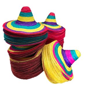 Colorful Checked <b>Sombrero</b> Straw Hat Unisex Beach Party Accessory Adult Size Foldable Adjustable Wide Brim - Product Image 1
