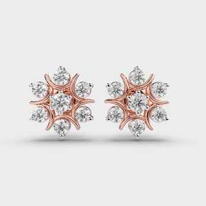 Boucles d'oreilles clous en diamant de culture Sunburst Floral, or rose/jaune/blanc 18 carats, design en grappe - Product Image 1