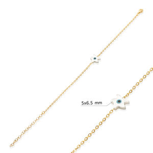 Turkish Eye Design <b>Mother</b> <b>of</b> <b>Pearl</b> Charm Bracelet THEIA Brand Cute Style Women's Handcrafted 925 Silver <b>Jewelry</b> - Product Image 2