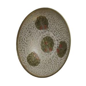 Bol à fruits rond en laiton fait à la main de haute qualité avec gravure de paon multicolore et fini polonais pour une utilisation en cuisine - Product Image 1