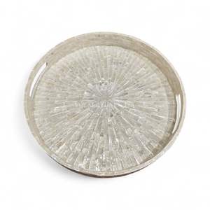 Plateau en nacre fait à la main, incrustation de coquillages, plateau de service décoratif, matériau naturel, écologique - Product Image 1