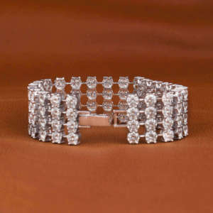 925 Sterling <b>Silver</b> Four Row Round Cut Shaped Bracelet <b>For</b> <b>Men</b> Classic Style <b>Silver</b> Plated Diamond Luxurious Anniversary Gift - Product Image 3