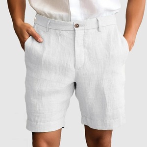 Pantalones Cortos de Algodón y Lino de Primera Calidad, Secado Rápido, Nuevo Lanzamiento, Color Gris Plateado, Corte Holgado para Hombre, Diseño Personalizado - Product Image 2