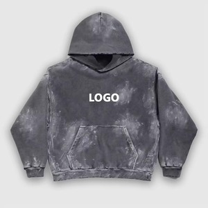 Fait sur mesure blanc lavé pull de haute qualité en coton lourd Vintage lavage à l'acide en détresse sweats à capuche surdimensionnés hommes - Product Image 2