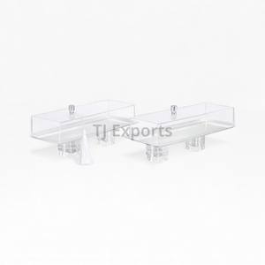 Rectangular Acrylic <b>Chocolate</b> Server with Matte Black Pedestal Base for Modern Buffet and Dessert Presentation - Product Image 1