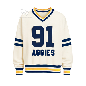 Venta al por mayor HBCU North | Carolina A & T | NC A & T Collegiate Apparel Sudadera de cuello en V bordada de gran tamaño unisex - Product Image 1