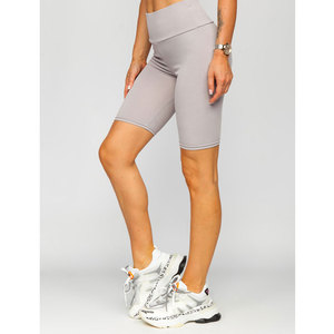 Shorts de Yoga de Cintura Alta con Textura Acanalada, Color Gris Sólido, Sin Costuras, Elásticos en Cuatro Direcciones, Spandex y Poliéster, Ropa Deportiva para Gimnasio - Product Image 1